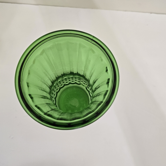 vintage Hoosier Emerald Green Glass Floral Bouquet Vase Diamond Cut Ribbed - Picture 6 of 16